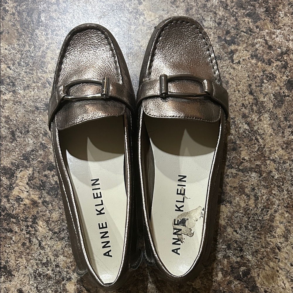 Anne Klein Metallic Penny Loafers Size 10